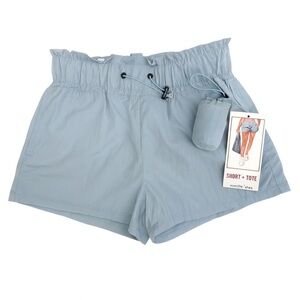Vanilla Star Blue Packable Shorts & Tote Set XS NWT Summer‎ Travel Swim